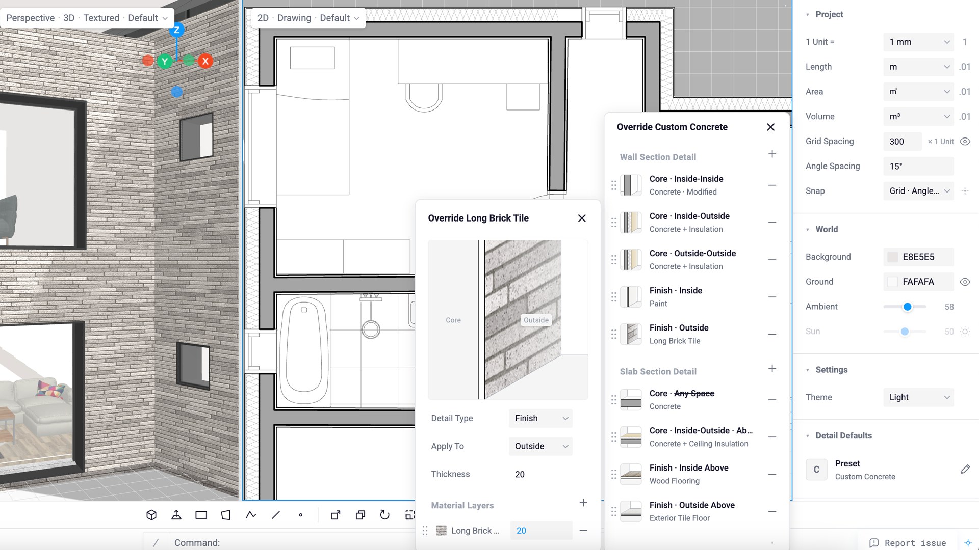 Editing an exterior finish while the model and drawings update together